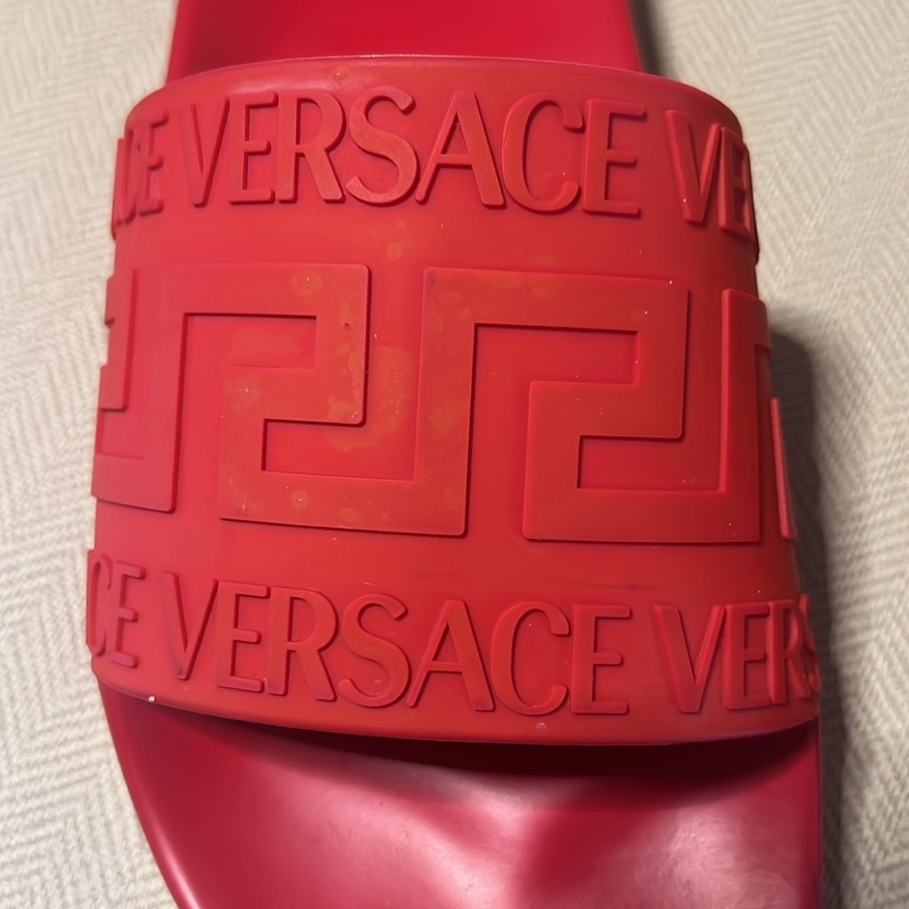 Versace Greca Print Red Slides Flip Flops Size 42 - image 8
